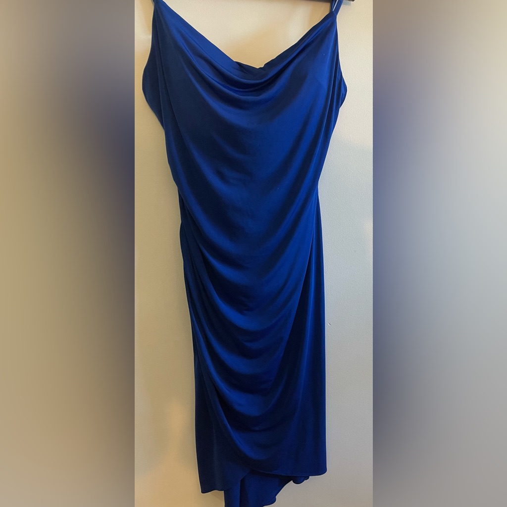 Guess Womens Blue Cowl Midi Party Slip Dress